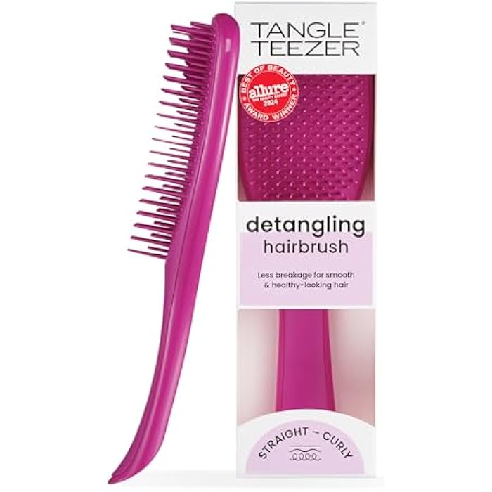Tangle Teezer Ultimate Detangler Hairbrush for Wet & Dry Hair, Eliminates Knots & Reduces Breakage for All Hair Types, Electric Raspberry - Image 1